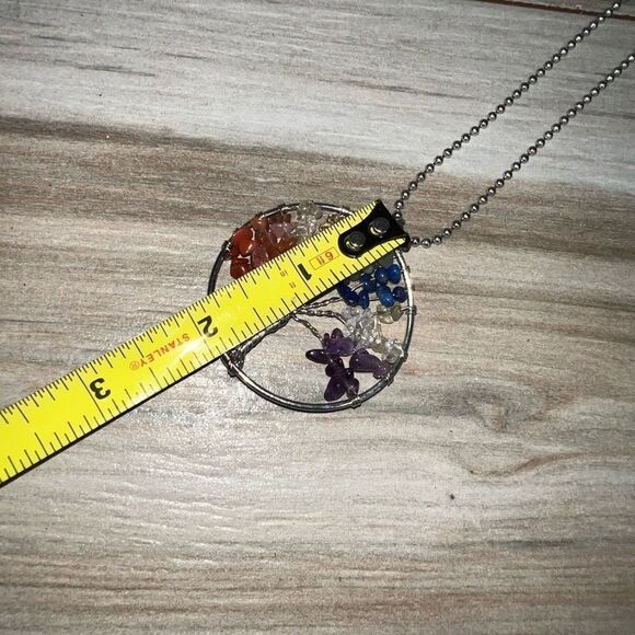 Hand Wired Tree Of Life Pendant Necklace Women’s Natural Crystal Quartz Stone - Picture 6 of 6